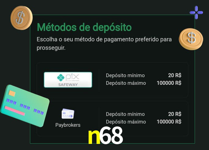 O cassino n68 oferece uma grande variedade de métodos de pagamento